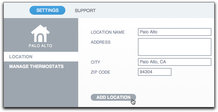 Add a location from the Nest Web app.